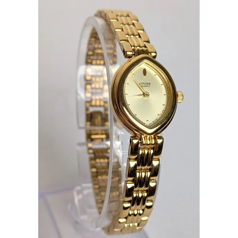 Citizen Quartz Watch Vintage Gold Plated Women's Marquise Case Champagne Dial - Picture 2 of 13